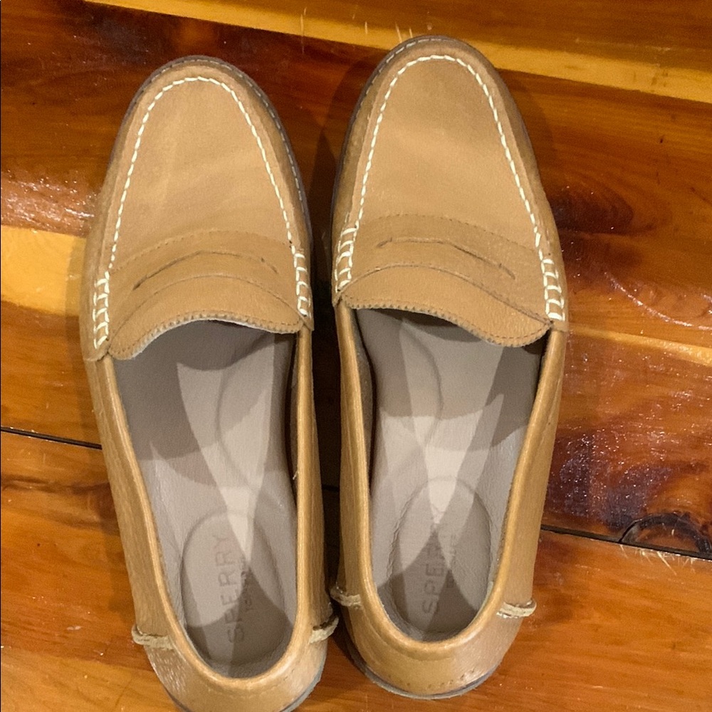 Sperry Tan Slip-On Loafers with Suede Finish